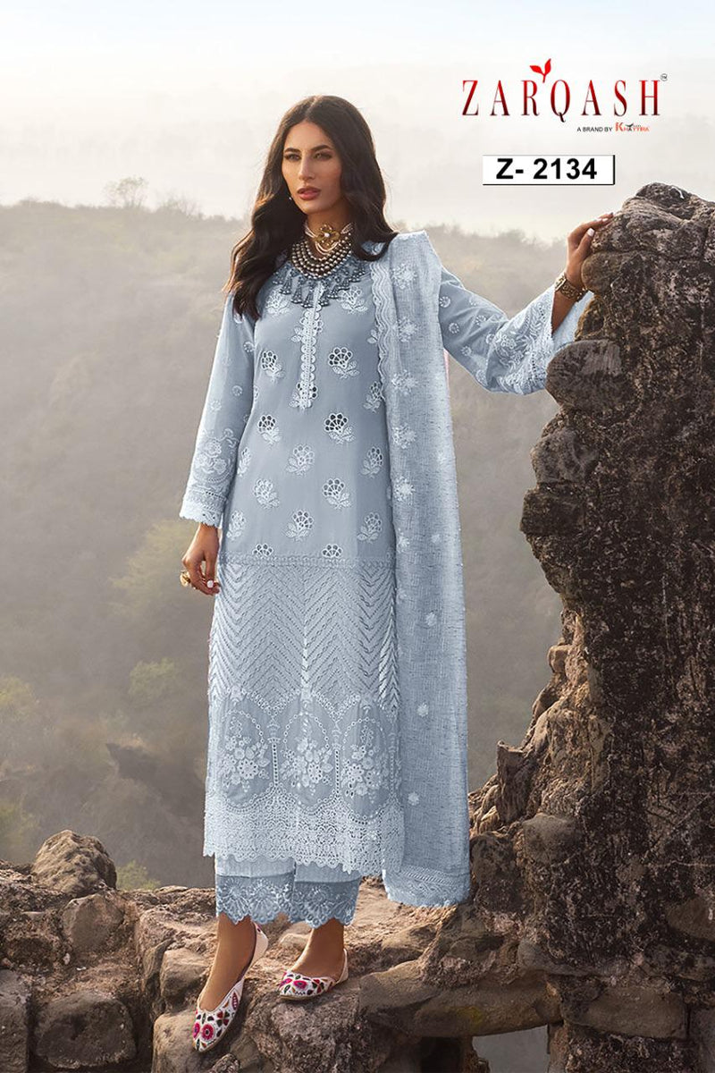 Zarqash Zainab Chikankari 22 Cotton Heavy Embroidered Pakistani Style Party Wear Salwar Suits