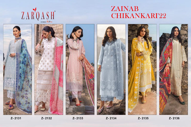 Zarqash Zainab Chikankari 22 Cotton Heavy Embroidered Pakistani Style Party Wear Salwar Suits
