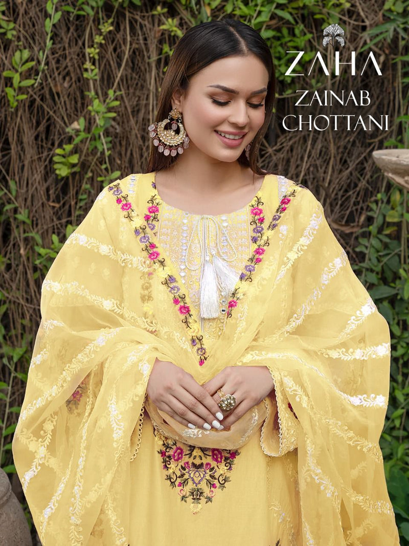 Zaha Zainab Chottani 10057 F Georgette With Heavy Embroidery Work Stylish Designer Party Wear Salwar Kameez