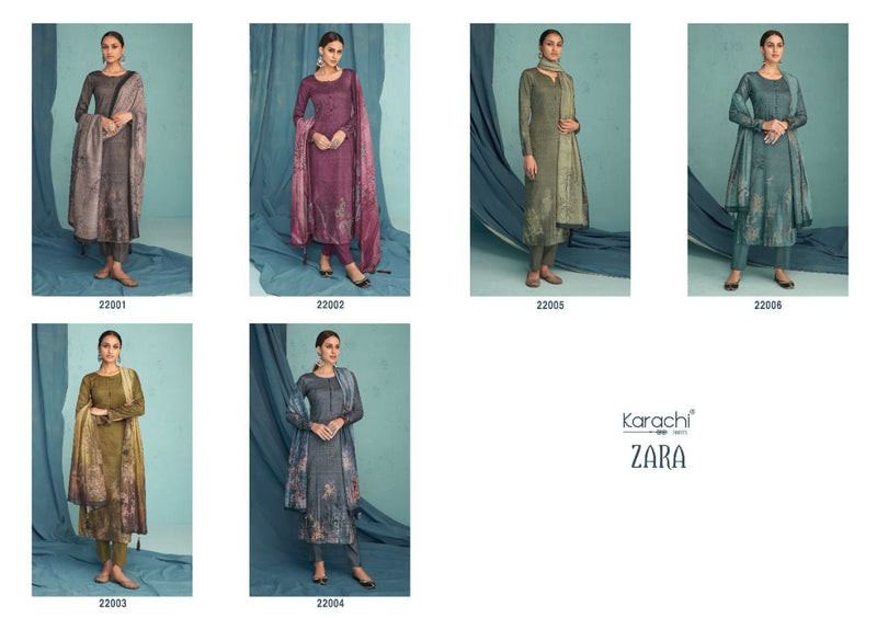 Karachi Zara Jam Satin With Printed Stylish Designer Festive Wear Salwar Suit