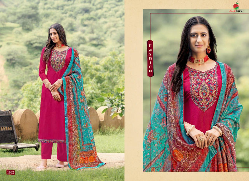 Cherry Zara Pure Parmpara Silk With Heavy Embroidery Work Stylish Designer Festive Wear Salwar Suit