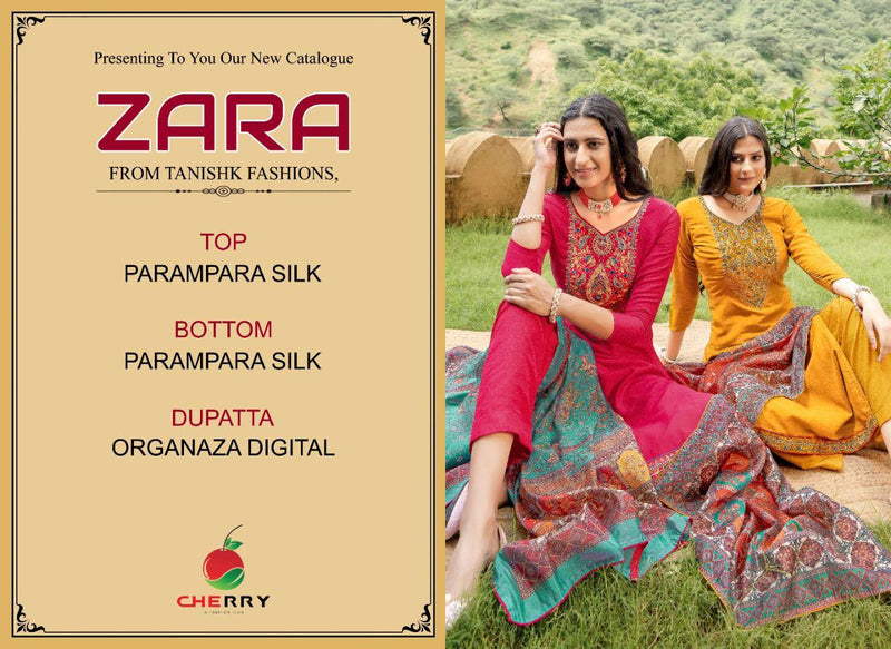 Cherry Zara Pure Parmpara Silk With Heavy Embroidery Work Stylish Designer Festive Wear Salwar Suit