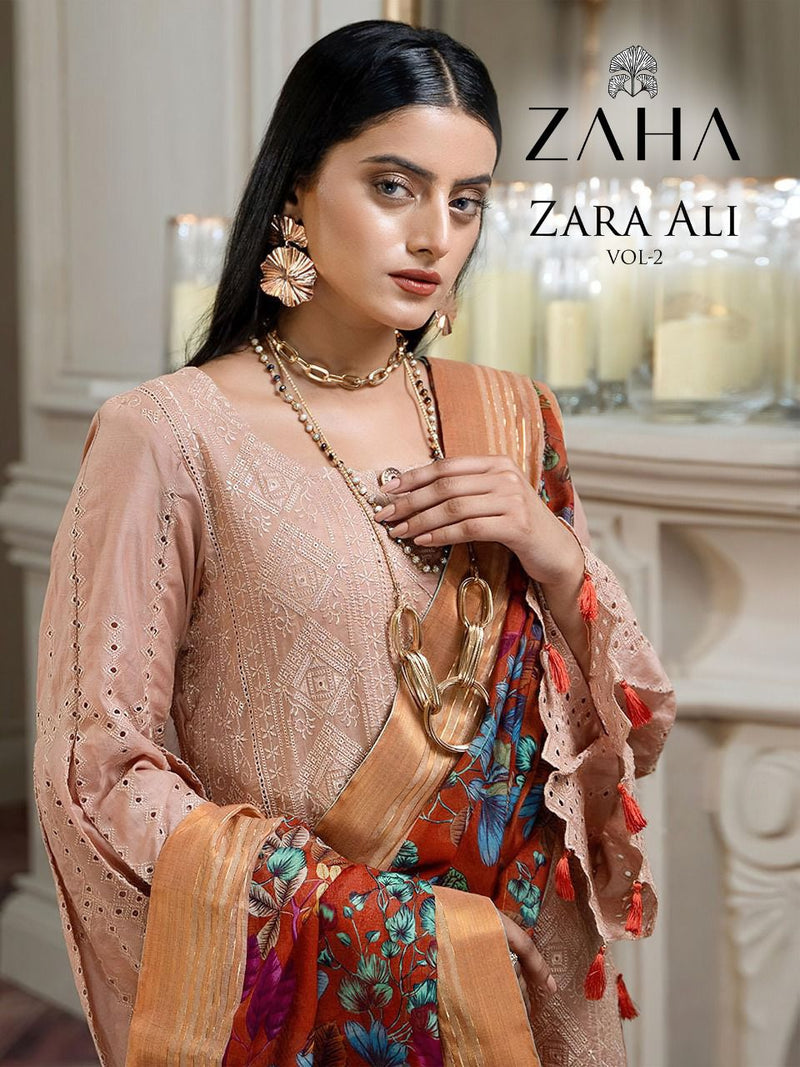 Zaha Zara Ali Vol 2 Cambric Cotton Pakistani Style Party Wear Salwar Suits