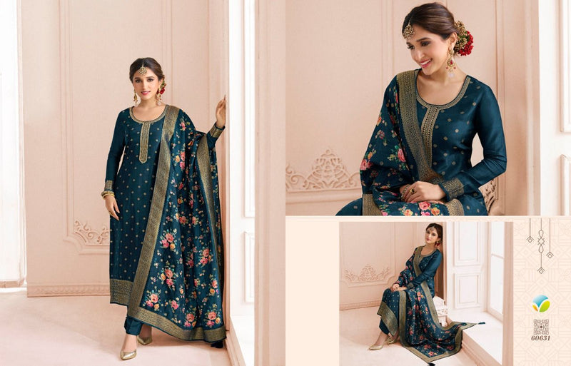 Vinay Fashion Dno 60631 To 60638 Jacquard With Heavy Embroidery Work Stylish Designer Printed Salwar Suit