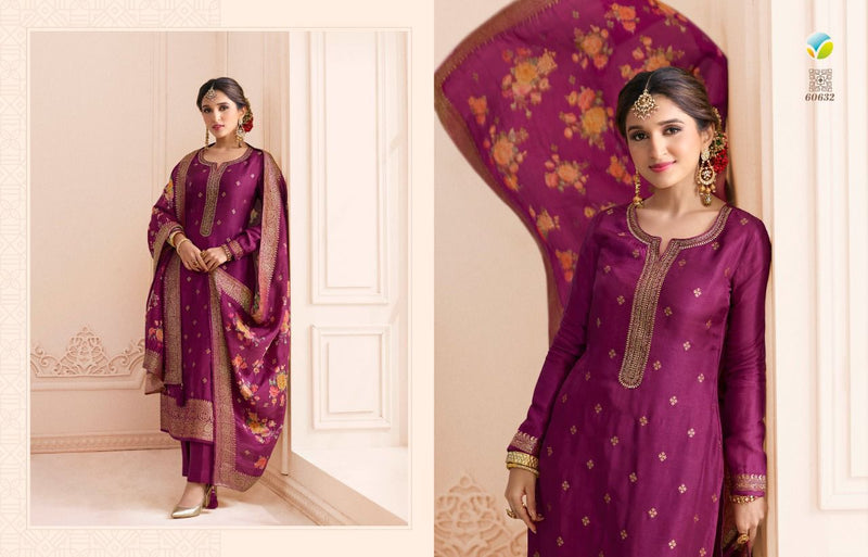 Vinay Fashion Dno 60631 To 60638 Jacquard With Heavy Embroidery Work Stylish Designer Printed Salwar Suit