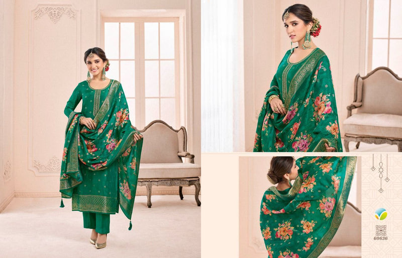 Vinay Fashion Dno 60631 To 60638 Jacquard With Heavy Embroidery Work Stylish Designer Printed Salwar Suit