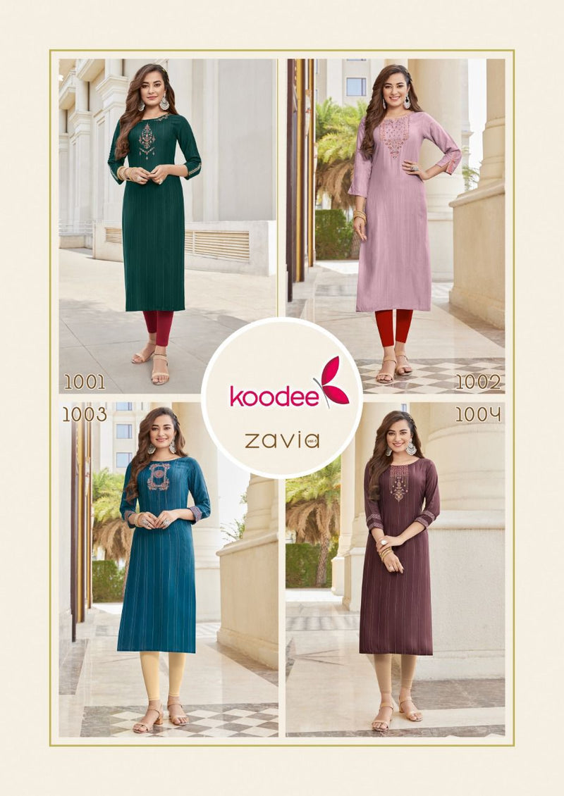 Koodee Fashion Zavia Vol 1 Viscose Stripe Fancy designer Party Wear Kurtis