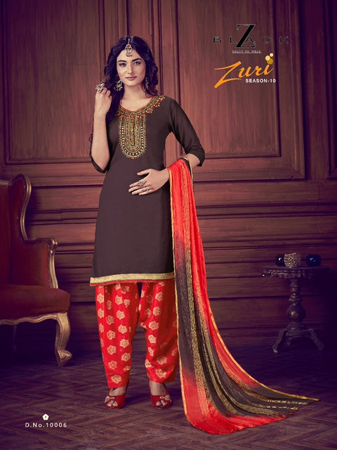 Z Black Zuri Vol 10 Rayon Neck Embroidered Patiyala Style Designer Salwar Suits