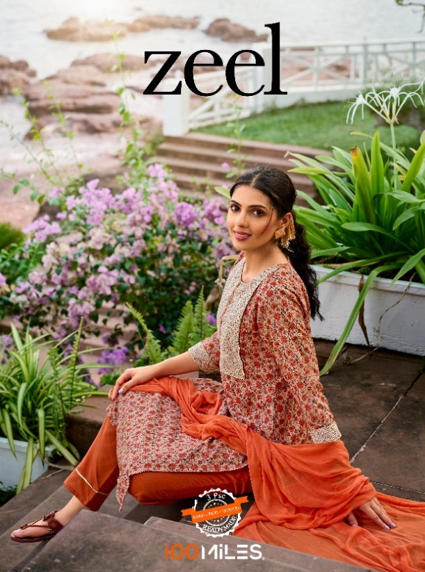 100 Mils Zeel Dno 01 To 04 Cambric Cotton Embroidery Work Stylish Designer Casual Look Party Wear Kurti