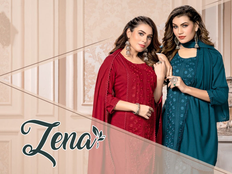 Trendy Zena Rayon With Heavy Embroidery Work Stylish Designer Fancy Look Salwar Kameez