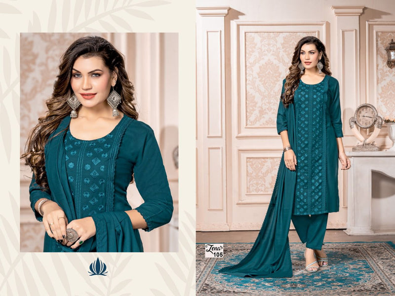Trendy Zena Rayon With Heavy Embroidery Work Stylish Designer Fancy Look Salwar Kameez