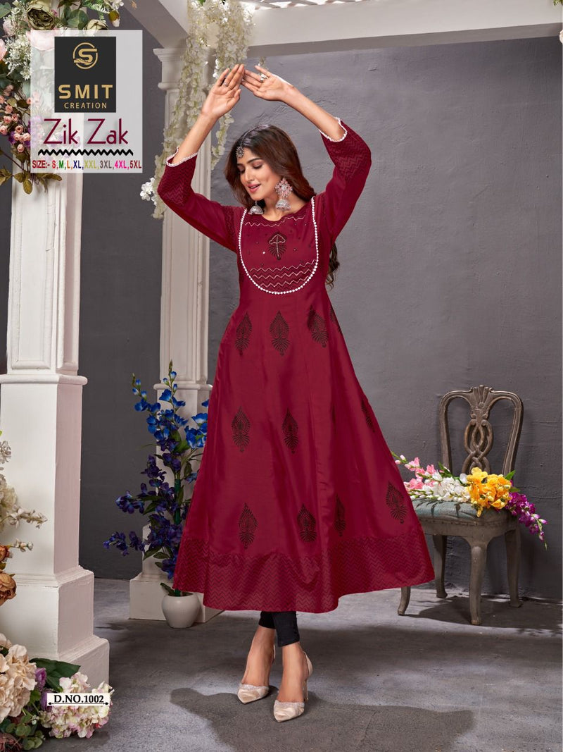 Poonam Zik Zak Rayon With Printed Work Stylish Designer Fancy Long Gown