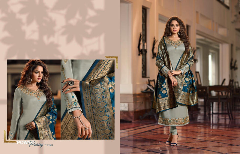Meera Trendz Zisa Banarsi Vol 9 With Embroidery Work Salwar Kameez In Satin Georgette