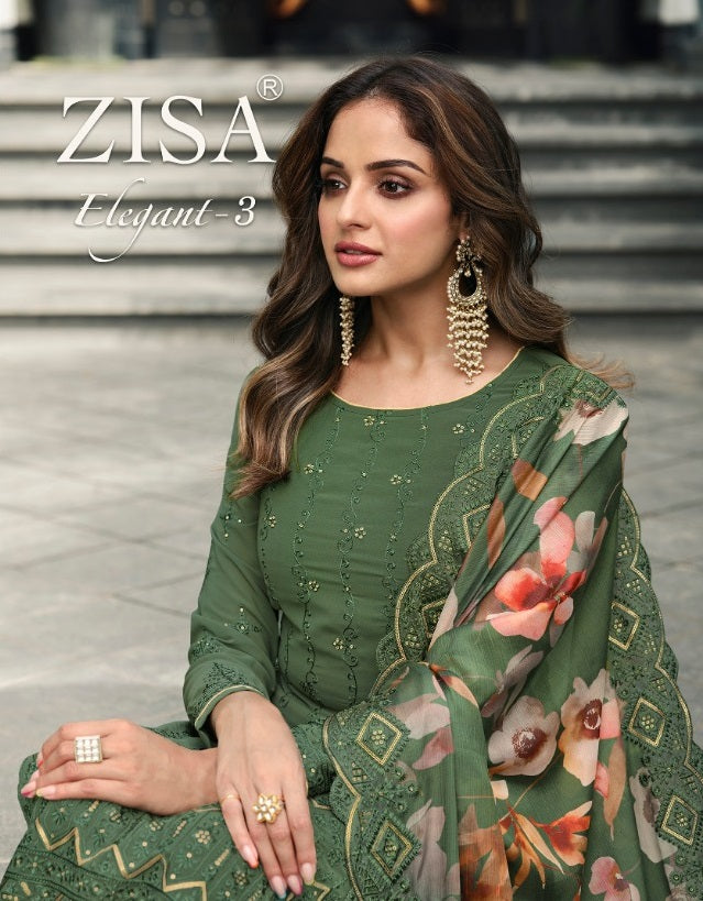 Zisa Elegant Vol 3 Georgette Sequence Embroidery Work Fancy Designer Partywear Salwar Kameez