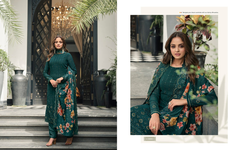 Zisa Elegant Vol 3 Georgette Sequence Embroidery Work Fancy Heavy Designer Partywear Salwar Suit