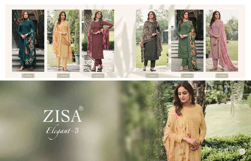 Zisa Elegant Vol 3 Georgette Sequence Embroidery Work Fancy Heavy Designer Partywear Salwar Suit