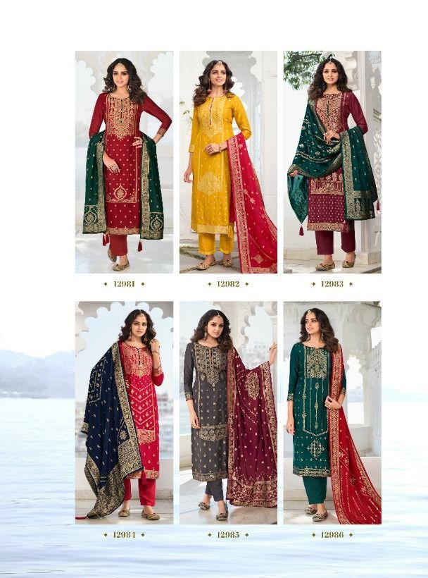 Zisa Traditional Vol 2 Dola Jacquard Heavy Party Wear Embroidered Salwar Kameez With Beautiful Colors
