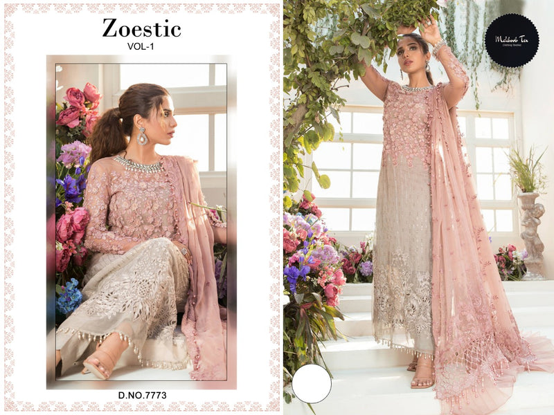 Mehboob Tex Zoestic Vol 1 Net With Heavy Embroidered Pakistani Style Party Wear Salwar Suits