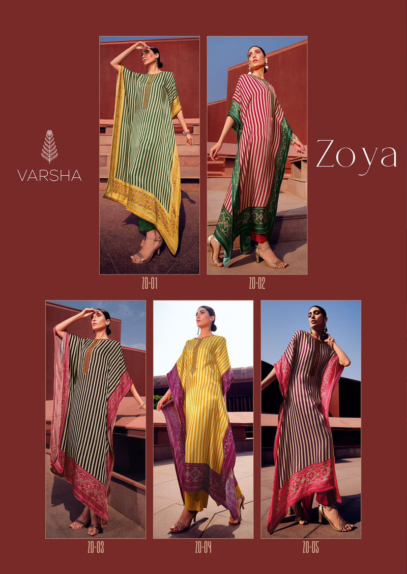 Varsha Zoya Silk Satin Print Designer Kaftan Style Party Wear Kurtis