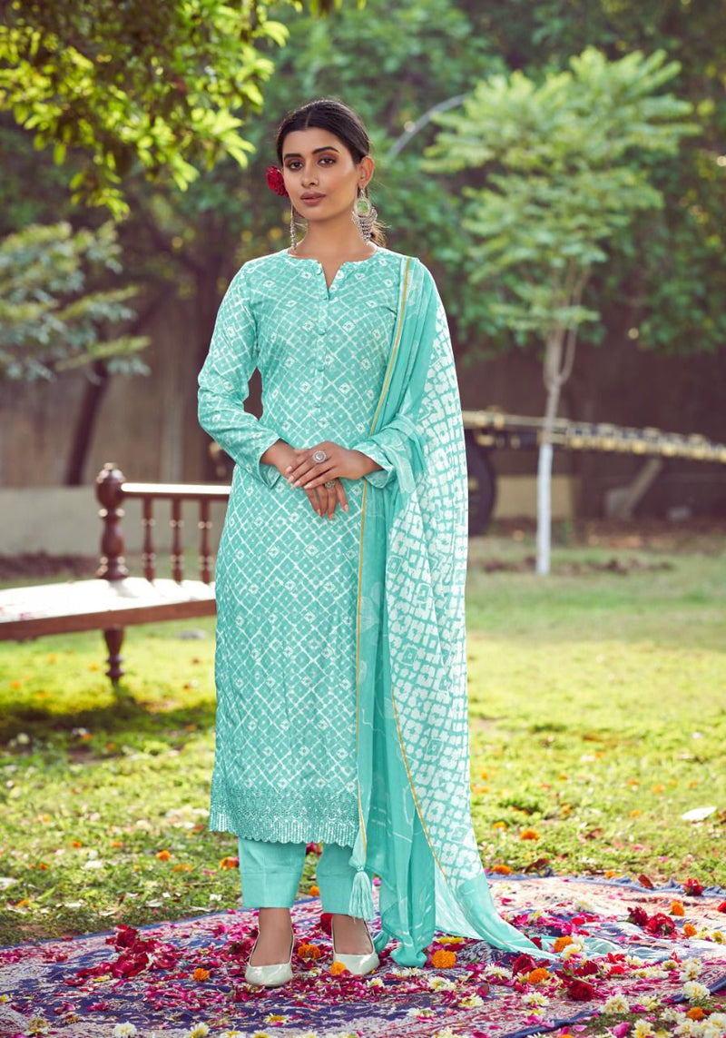 Shurooq Zubi Muslin Party Wear Embroidered Salwar Suits With Digital Print
