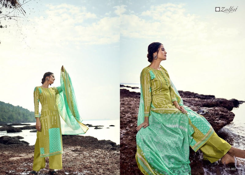 Zulfat Designer Suits Waves Cotton Fancy Printed Festive Wear Salwar Kameez