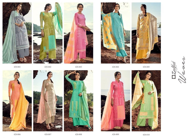 Zulfat Designer Suits Waves Cotton Fancy Printed Festive Wear Salwar Kameez