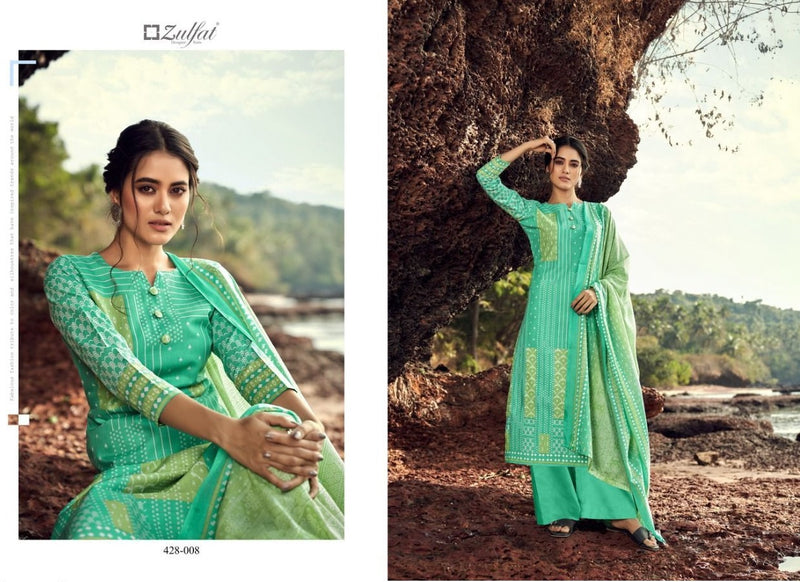 Zulfat Designer Suits Waves Cotton Fancy Printed Festive Wear Salwar Kameez