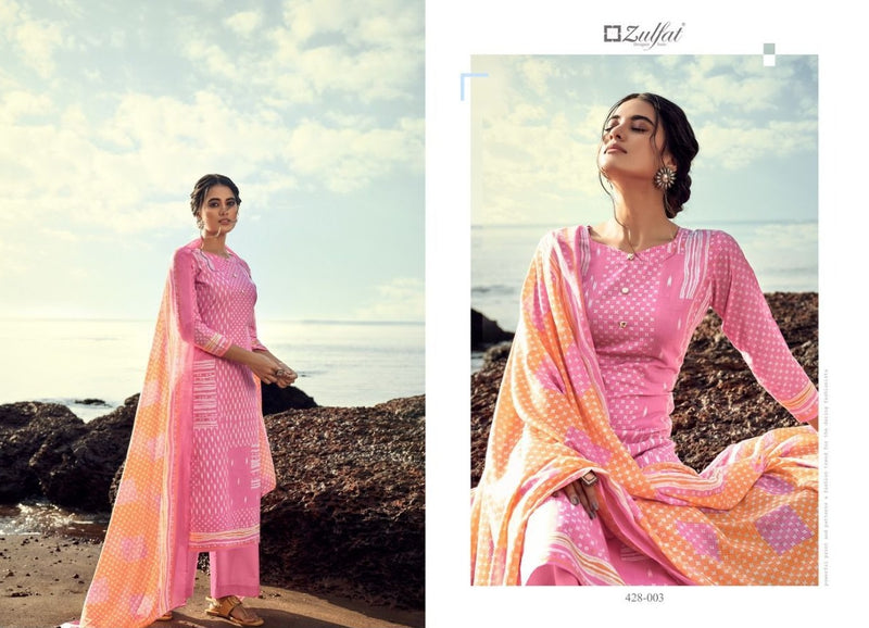 Zulfat Designer Suits Waves Cotton Fancy Printed Festive Wear Salwar Kameez