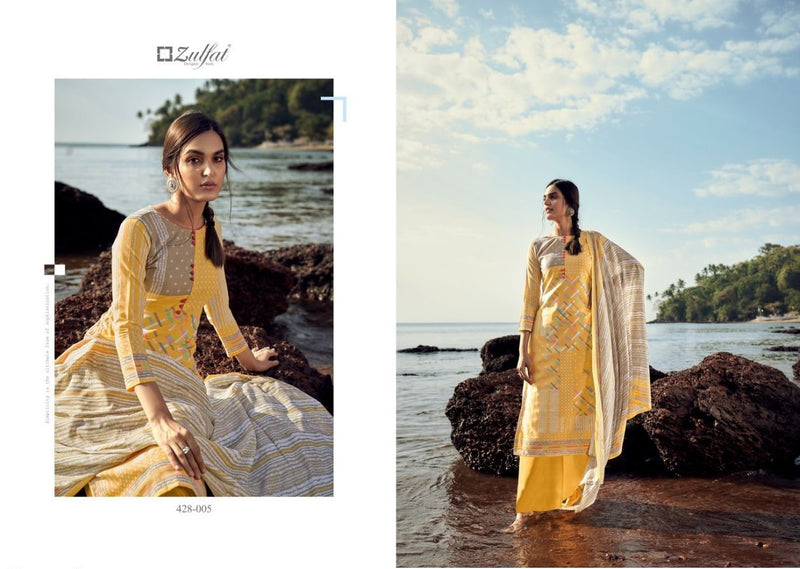 Zulfat Designer Suits Waves Cotton Fancy Printed Festive Wear Salwar Kameez