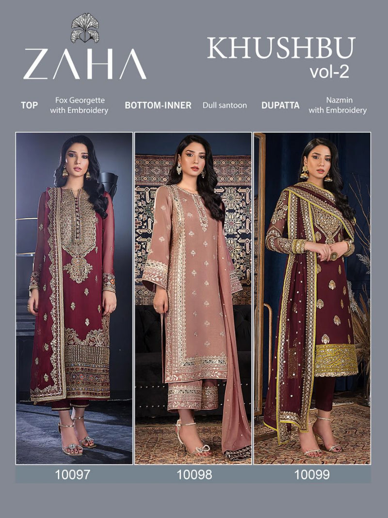 Zaha Khushbu Vol 2 Georgette With Heavy Embroidery Work Pakistani Salwar Suit
