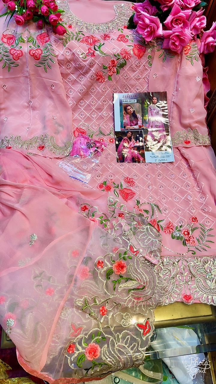 Zarqash Adans Hits Fox Georgette With Heavy Embroidery Work Exclusive Wedding Wear Salwar Kameez With Dupatta