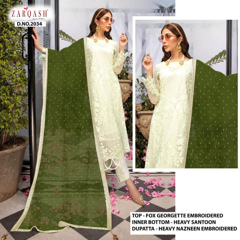 Zarqash Azure Fox Georgette With Heavy Embroidery Work Exclusive Wedding Wear Salwar Kameez With Dupatta