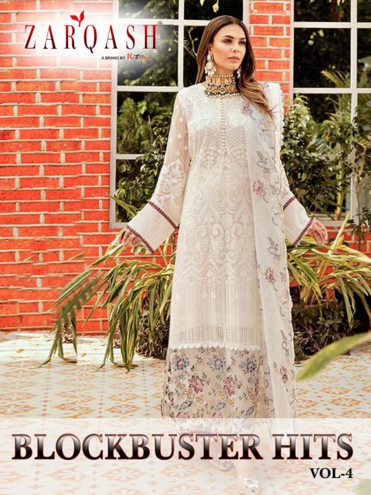Zarqash Launch  Blockbuster Hits Vol 4 Georgette With Heavy Embroidery Work Exclusive Wedding Wear Fancy Salwar Kameez