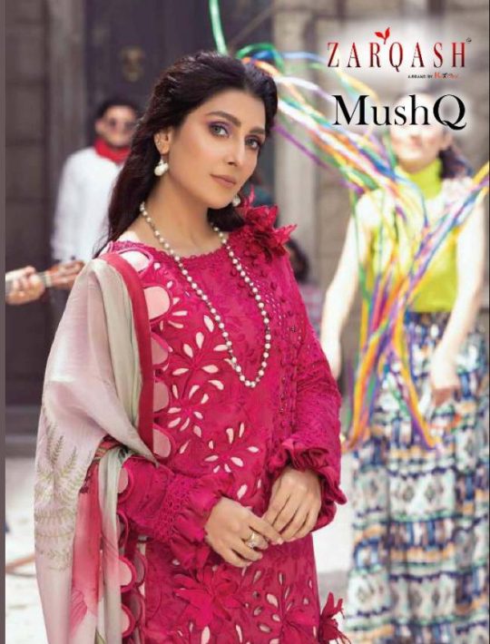 Zarqash Mushq Lawn Cotton Printed With Fancy Embroidery Work Exclusive Salwar Kameez With Dupatta