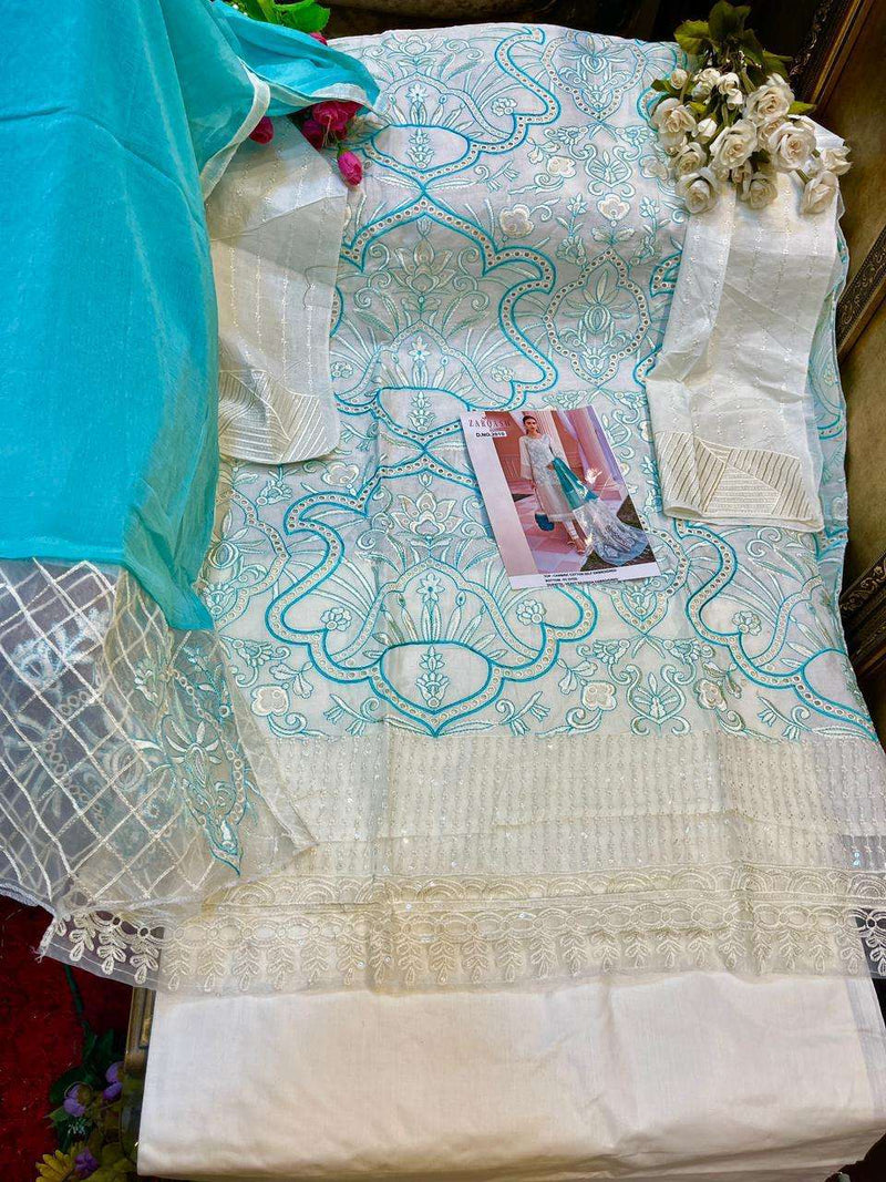 Zarqash Nureh Luxury Lawn Cotton Embroidery Pakistani Salwar Kameez