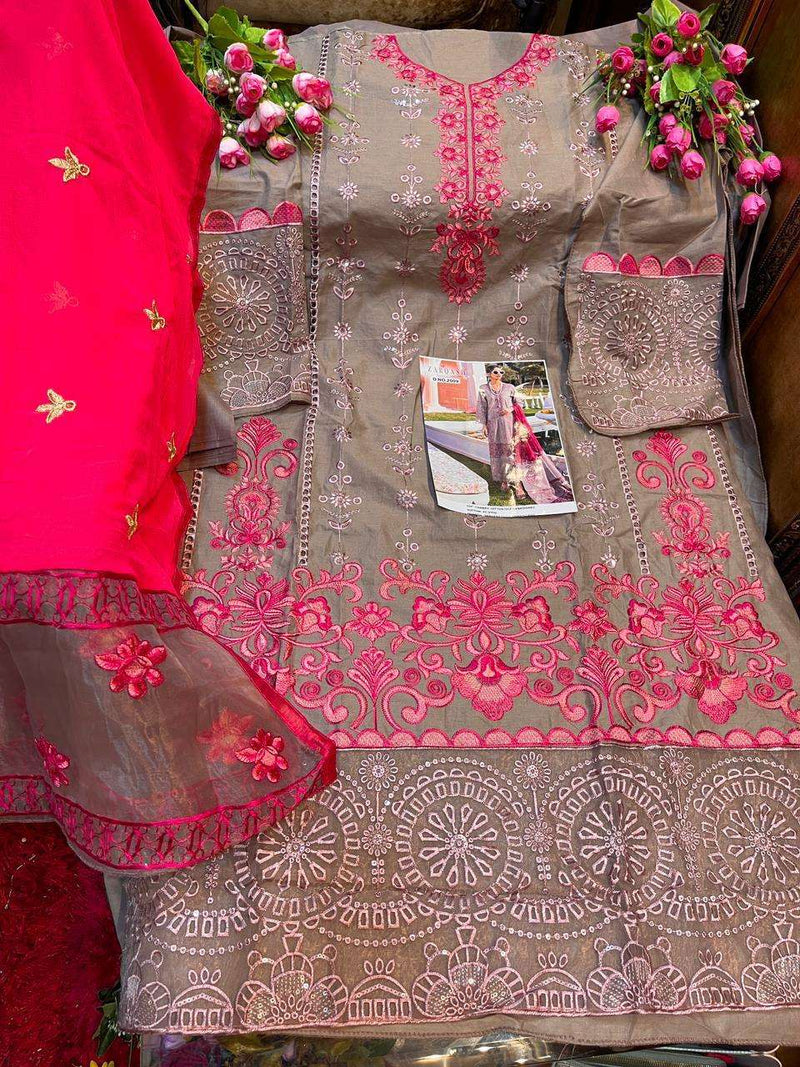 Zarqash Nureh Luxury Lawn Cotton Embroidery Pakistani Salwar Kameez