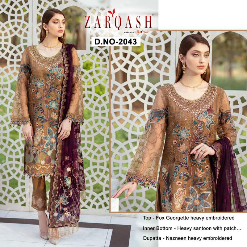 Zarqash Presents By Minhal Fox Georgette And Butterfly Net With Heavy Embroidery Work Exclusive Party Wear Salwar Kameez