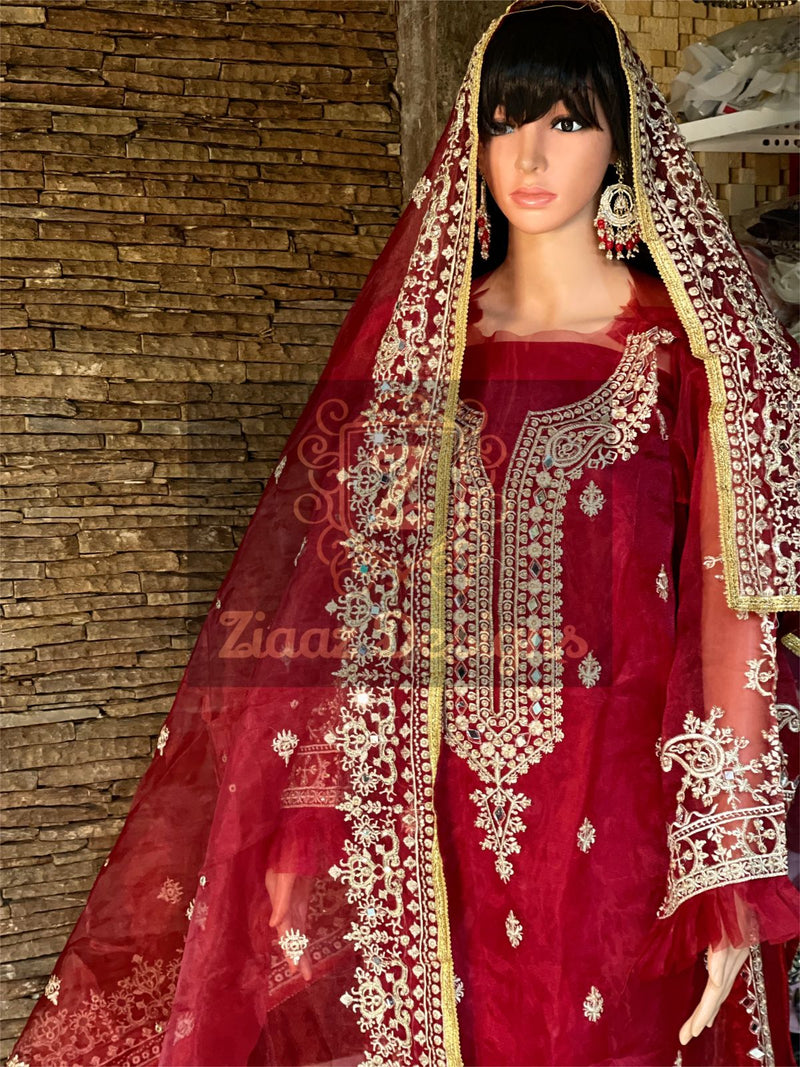 Ziaaz Noor Vol 3 Oranza Embroidered Suit With Mirror Work Salwar Suit