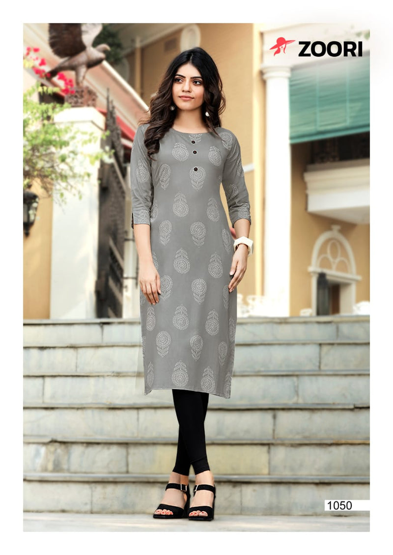 Zoori Akshara Vol 6 Rayon Print Casual Wear Readymade Fancy Designer Kurtis