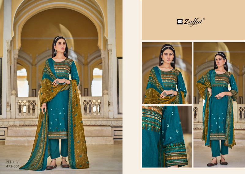 Zulfat Designer Suit Rehmat Pure Cotton Exclusive Designer Print Mirror Work Salwar Suit