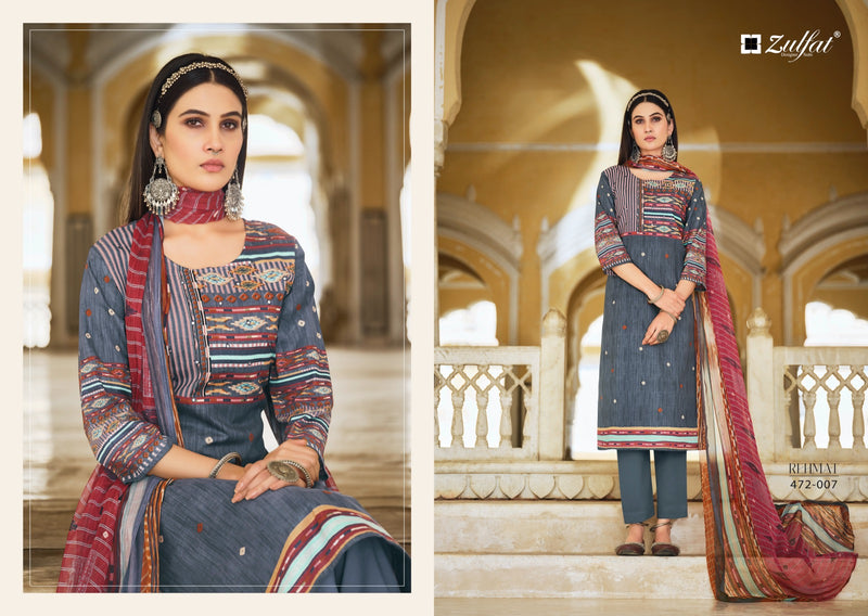 Zulfat Designer Suit Rehmat Pure Cotton Exclusive Designer Print Mirror Work Salwar Suit