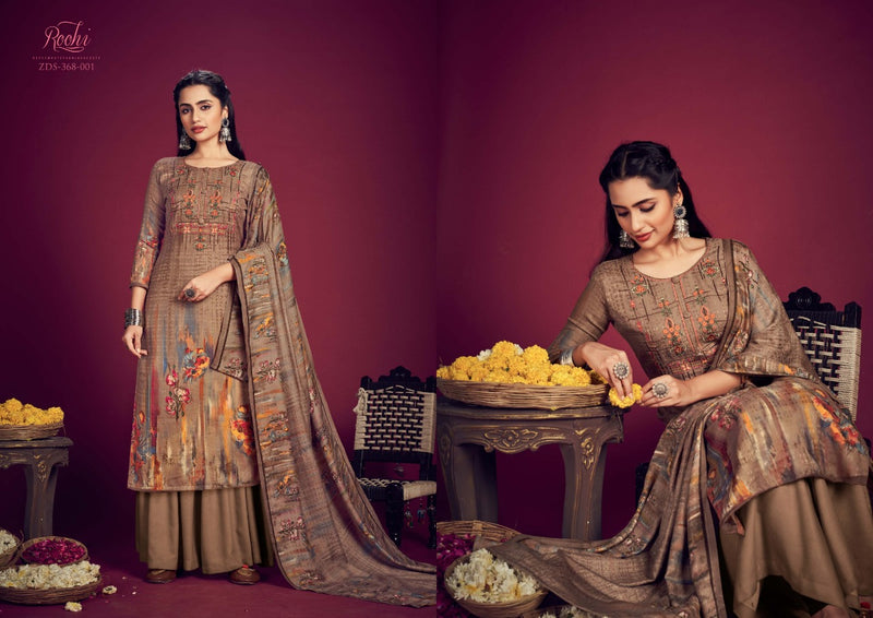 Zulfat Designer Suit Roohi Pure Pashmina Digital Print Heavy Embroidered Work Salwar Suit