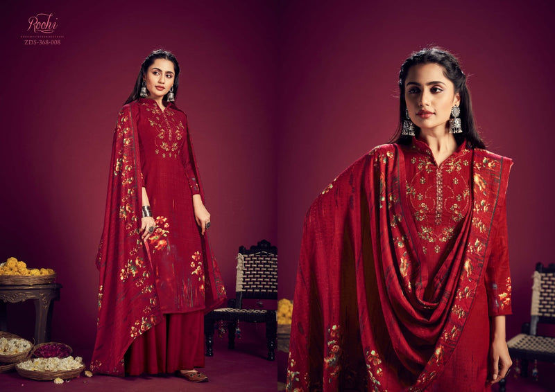 Zulfat Designer Suit Roohi Pure Pashmina Digital Print Heavy Embroidered Work Salwar Suit