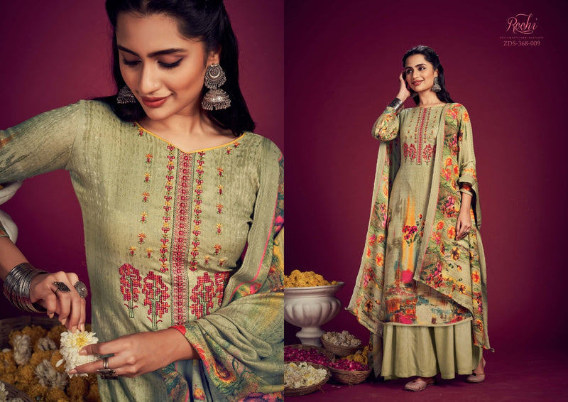 Zulfat Designer Suit Roohi Pure Pashmina Digital Print Heavy Embroidered Work Salwar Suit