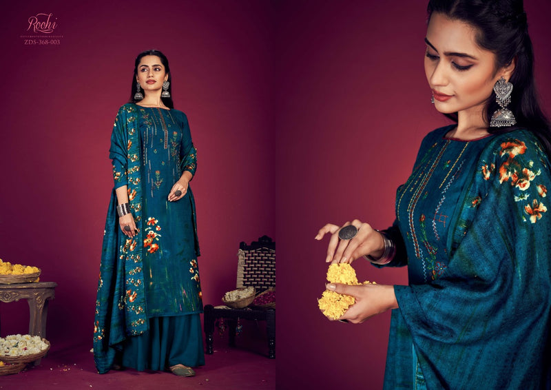 Zulfat Designer Suit Roohi Pure Pashmina Digital Print Heavy Embroidered Work Salwar Suit