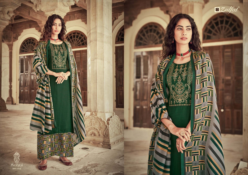 Zulfat Designer Suit Sohni Pure Pashmina Print Emroidery Work Salwar Suit