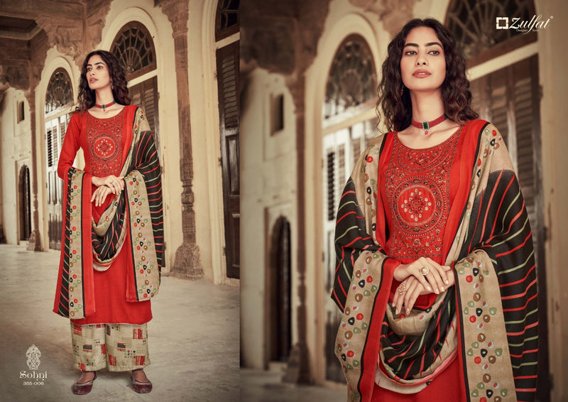 Zulfat Designer Suit Sohni Pure Pashmina Print Emroidery Work Salwar Suit