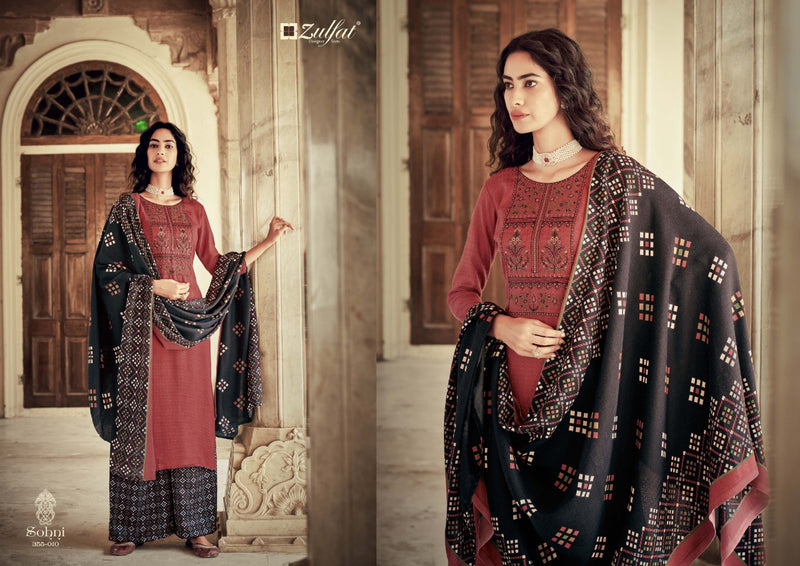 Zulfat Designer Suit Sohni Pure Pashmina Print Emroidery Work Salwar Suit