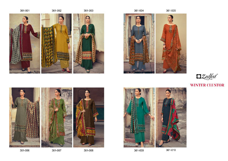 Zulfat Designer Suit Winter Clustor Pure Pashmina Digital Style Salwar Kameez