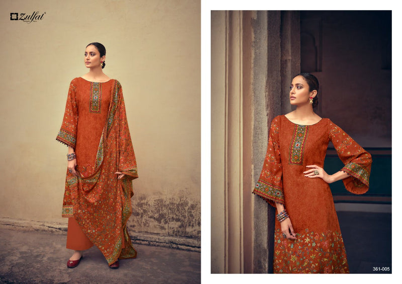 Zulfat Designer Suit Winter Clustor Pure Pashmina Digital Style Salwar Kameez